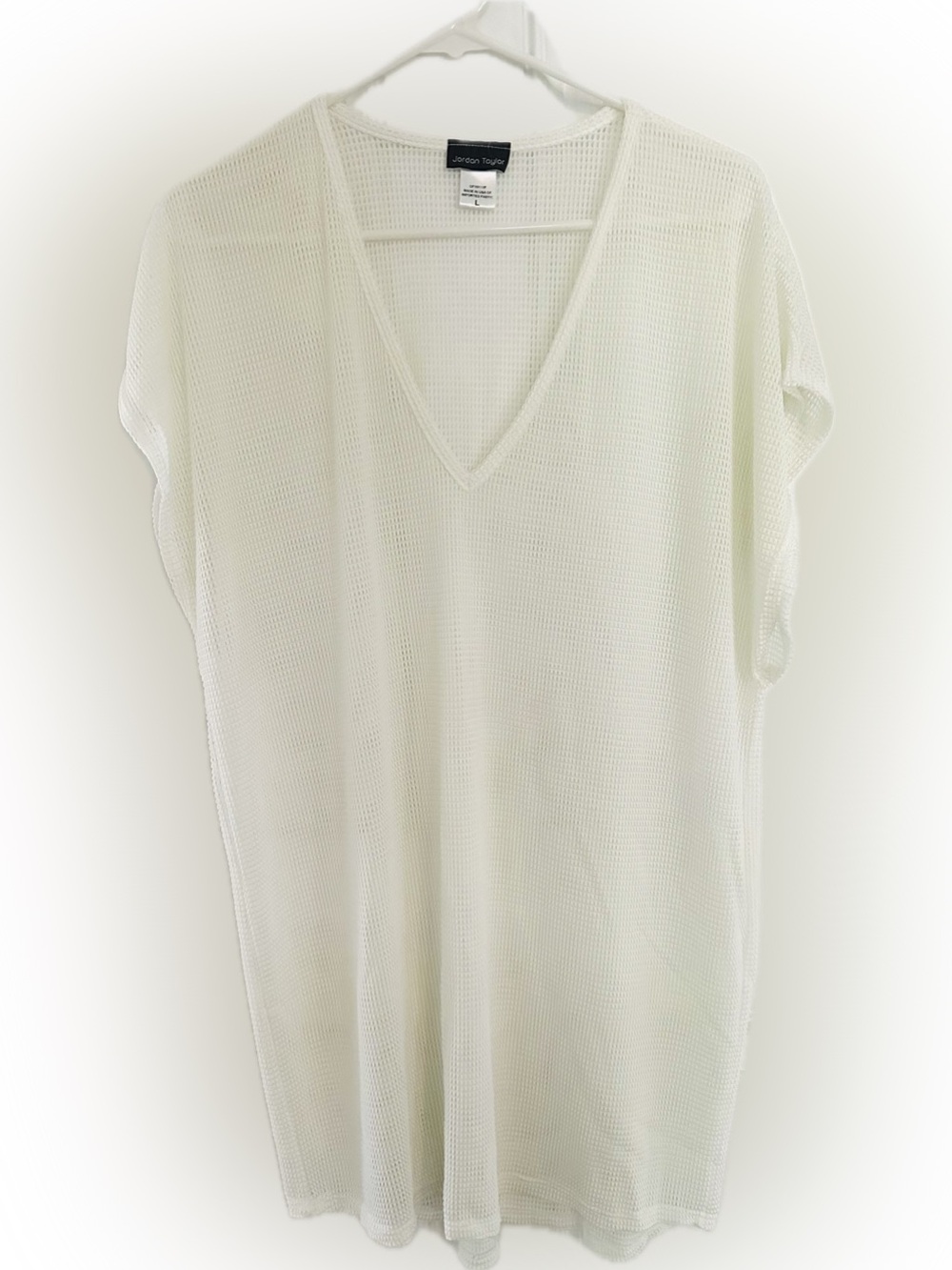 White Mesh V-Neck Tunic Top beach cover up